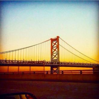 Sunset over the Benjamin Franklin Bridge